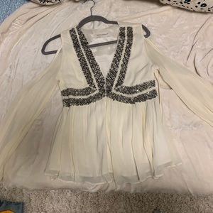 Cream cold shoulder blouse